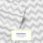 Twin Size Bed Sheets - 4 Piece 1500 Supreme Collection Fine Brushed Microfiber Deep Pocket Twin Sheet Set Bedding - 1 EXTRA PILLOW CASES, GREAT VALUE, Twin, Chevron Gray