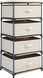 Juvale 4-Tier Dresser for Bedroom - 16.5 in L x 13 in W x 33 in H, Beige, Metal & Fabric - Freestanding Closet Organizer with Fabric Storage Drawers - Narrow Dresser & Cabinet with Drawers