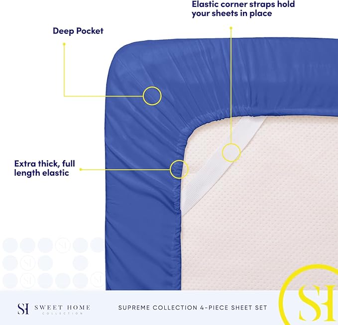 Twin Sheets - Breathable Luxury Sheets with Full Elastic & Secure Corner Straps Built In - 1800 Supreme Collection Extra Soft Deep Pocket Bedding Set, Sheet Set, Twin, Royal Blue