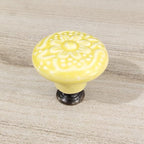 HUAMULAN Cabinet Knobs Glossy Ceramic Dresser Mushroom Table Drawer Cupboard Pull Furniture DIY Wardrobe Solid Color Vintage Handle,with 3 Size Mounting Screws