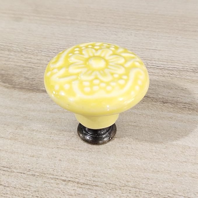 HUAMULAN Cabinet Knobs Glossy Ceramic Dresser Mushroom Table Drawer Cupboard Pull Furniture DIY Wardrobe Solid Color Vintage Handle,with 3 Size Mounting Screws