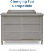 Delta Children Haven 6 Drawer Dresser with Interlocking Drawers - Greenguard Gold Certified, Grey