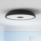Black Smart Waterproof LED Flush Mount Ceiling Light Fixture,18W,with Bluetooth Speaker,RGB Color Changing Function-Dimmable Lamp,Tuya Application Control-Compatible with Alexa Google Home