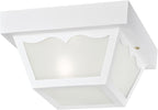 Westinghouse 6697500 Traditional One-Light Outdoor Flush-Mount Fixture, White Finish on Polypropylene, Frosted Glass Panels