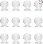 MroMax 12Pcs Tiny Pull Handle Round Diamond Acrylic Mini Knob 17mm Diameter Clear Shiny Cute Decoration for Jewelry Box, Gift Case and Makeup Box