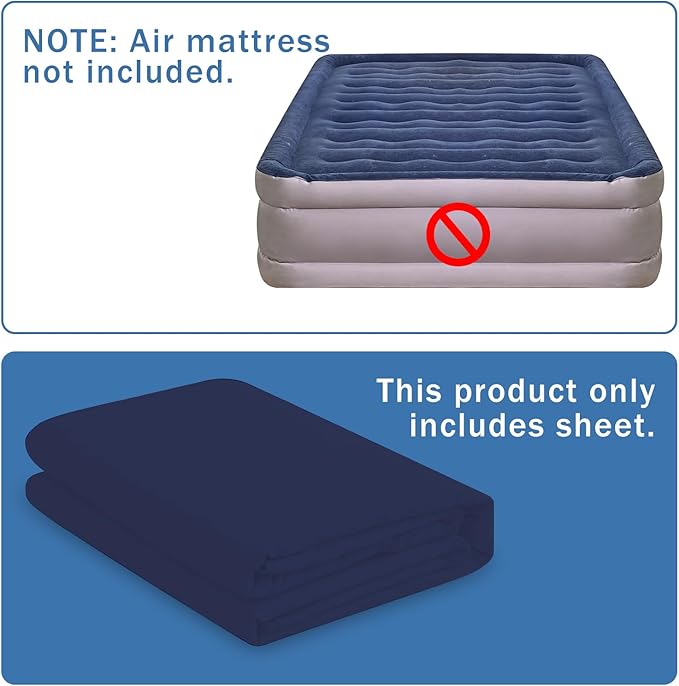 Bedecor Air Bed Sheets for Mattress Cover Removable Bed and Elastic Band Super Soft and Breathable & Deep up to 21" Blue Full
