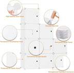 C&AHOME Cube Storage Organizer with Doors, 9-Cube Shelf, Closet Cabinet, DIY Plastic Modular Bookshelf, Storage Shelves Ideal for Bedroom,Living Room,36.6”L x 12.4”W x 36.6”H Milky USHS3009M-DOOR