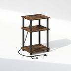 Furinno JUST Night Stand, 3-Tier Turn-N-Tube Nightstand with Charging Station, Bedside Table, End Table, Side Table with USB and Type-C Charging Port, for Bedroom, Living Room, Amber Pine