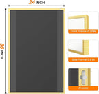 Bathroom Vanity Mirror for Wall, 36" x 24" Metal Framed Rectangular Bathroom Wall Mirror for Over Sink, HD Shatterproof Glass, Hangs Horizontally or Vertically(Gold)