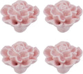 4PCS 1.65" × 1.3" Ceramics Light Pink Rose Knobs Flower Shaped Drawer Pulls for Cupboard with 2 Kinds of Screws