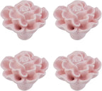 4PCS 1.65" × 1.3" Ceramics Light Pink Rose Knobs Flower Shaped Drawer Pulls for Cupboard with 2 Kinds of Screws