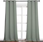 NICETOWN Patio Glass Door Blackout Curtains for Bedroom/Living Room, Privacy Panel Drapes for Dining Room and Guest Room (Greyish Green, 42 inches Wide x 90 inches Long, 1 Pair)