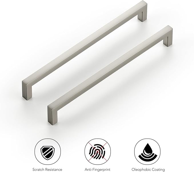 Ravinte 30 Pack Solid 7-1/2 Inch Center to Center Slim Square Bar Drawer Handles - Cabinet Hardware Brushed Nickel Pulls for Kitchen and Drawers