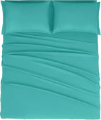 Mejoroom Full Size Sheet Set - Extra Soft Luxury Brushed Microfiber Sheets with 16 Inch Deep Pocket - Soft, Breathable, Wrinkle, Fade & Stain Resistant- 4 Piece (Full, Teal)