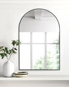 Black Arch Bathroom Wall Mirror,20 x 30 Inch Arched Vanity Modern Tempered Glass Mirror for Bedroom,Living Room,Entryway
