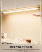 MYPLUS 2Pcs 36 Inch Under Cabinet Lights with Hand Wave, Under Counter Lighting 4000K Natural White,Dimmable,Plug and Play,LED Lights for Kitchen Cabinet, Cupboard, Closet, Desk
