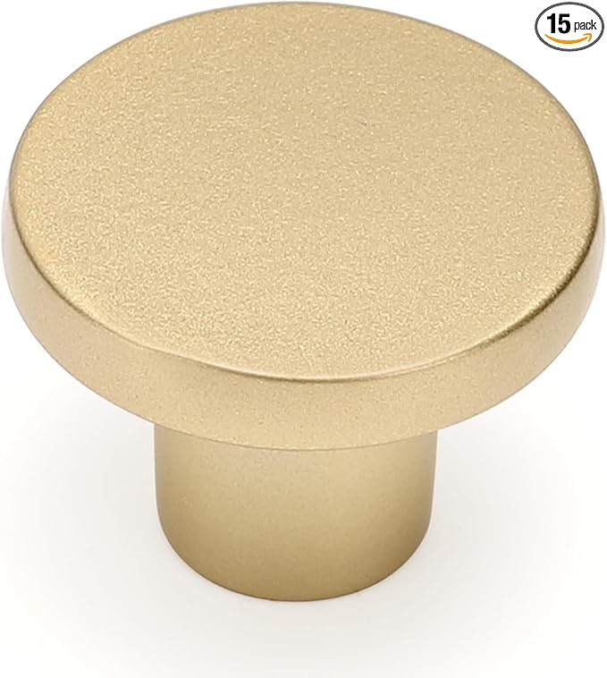 Ravinte 15 Pack Cabinet Knobs Sandy Gold Kitchen Cabinet Knobs Round Dresser Drawer Pulls Closet Door Pulls 1-1/5 Inch