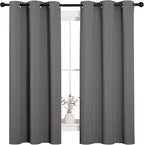 NICETOWN Thermal Insulated Grommet Blackout Curtains for Bedroom (2 Panels, W42 x L63 -Inch, Grey)