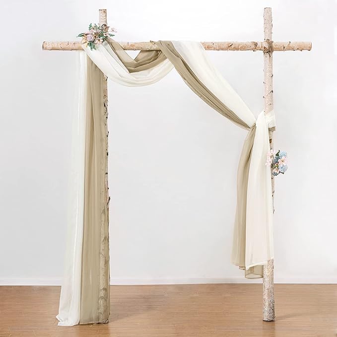 MIULEE Sheer Window Scarf Valance Elegant Topper Long Window Treatment Swag Curtain Drapes for Party Ceremony Canopy Bed, Wedding Arch Draping Fabric One Panel, 37'' x 216'', Ivory