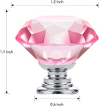 Ravinte 10 Pack Pink Crystal Knobs for Dresser Drawers Glass Cabinet Knobs Diamond Shaped Drawer Knobs - 30 mm Knobs with Silver Base