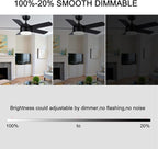 YUHAO 44 Inch Black Ceiling Fan with Light and Remote Control.Noiseless,Dimmable,3CCT,6 Speeds Reversible, DC Ceiling Fans for Indoor or Covered Outdoor