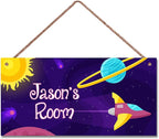 Personalized Fantasy Decor for Boys Room Outer Space Theme Room Decor for Nursery,Spacecraft Wall Art Decor for Kids Room Gilrs Bedroom Little Man Cave