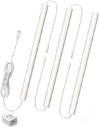 Under Cabinet Lighting Plug-in, Dimmable Under Counter Lights for Kitchen, 3pcs 12 Inch, Daylight White 4500K Linkable USB Led Light Strip, Wired Led Light Bar for Desk,Sink,Workbench