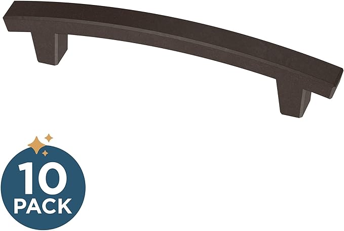 Franklin Brass (10-Pack) – Deep Bronze Cabinet Handles, 4 Inch Hole Center, Pulls for Drawers, Kitchen Cabinet Door, Dressers | Pierce