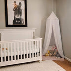 Bed Canopy with Pom Pom Cotton Canopy for Kids Crib Baby Girl Netting Cover Canopy Crib Curtain Reading Nook Hanging Tent Nursery Play Game Castle Room Decoration (White)
