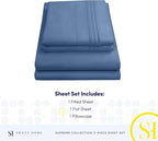 Twin Sheets - Breathable Luxury Sheets with Full Elastic & Secure Corner Straps Built In - 1800 Supreme Collection Extra Soft Deep Pocket Bedding Set, Sheet Set, Twin, Denim