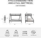 DHP Dusty Metal Bunk Bed with Secured Ladders, Twin/Full, Black
