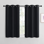 NICETOWN Blackout Curtain Panels for Bedroom, Black, 2 Panels, W29 x L20-inch, Thermal Insulated Grommet Top Blackout Draperies and Drapes for Basement
