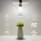 Lepro E12 LED Candelabra Light Bulbs, 5000 Kelvin Daylight White 5.5 watt, 40 watt Equivalent B11 C37 Ceiling Fan Bulb Chandelier Bulbs, Type B Small Base Candle Lights, Plastic, Not-dimmable, 6-Pack