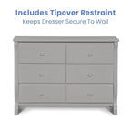 Delta Children Universal 6 Drawer Dresser with Interlocking Drawers - Greenguard Gold Certified, Grey
