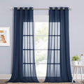NICETOWN Chiffon Sheer Curtain Panels 96 inches Long, Soft Grommet Top Chiffon Sheer Window Treatment Curtains for Living Room (W55, Navy Blue, 2 Pieces)