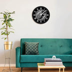 Geek Alerts Voice Control LED Lighting Clock, Cawing Black Crow with Roman Numerals Wall Clock Viking Odin Raven with Scandinavian Runes Silent Sweep Watch