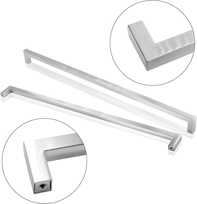 Cabinet Pulls Brushed Nickel Cabinet Handles Square Drawer Pulls, 2 Pack 18 Inch Stainless Steel Kitchen Door Cupboard Cabinet Handles, Cabinet Hardware Drawer Handles, 458mm Hole Centers