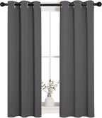 NICETOWN Grey Blackout Curtain Panels for Bedroom, Thermal Insulated Grommet Top Blackout Draperies and Drapes (2 Panels, W29 x L45 inches, Grey)