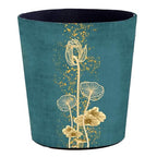 10L/2.64 Gallon Trash Can, Decorative Waste Basket, PU Leather Waste Paper Basket, Waterproof Garbage Can for Bathroom, Bedroom, Office, Kitchen and Living Room - Lotus