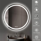 Wall-Mounted LED Round Bathroom Mirror, Makeup Mirror (24 inches x 24 inches,) 3 Color Stepless Dimmable Memory Bathroom Vanity Mirror with Lights CRI90+ 3000-6400K Smart Mirror with Touch