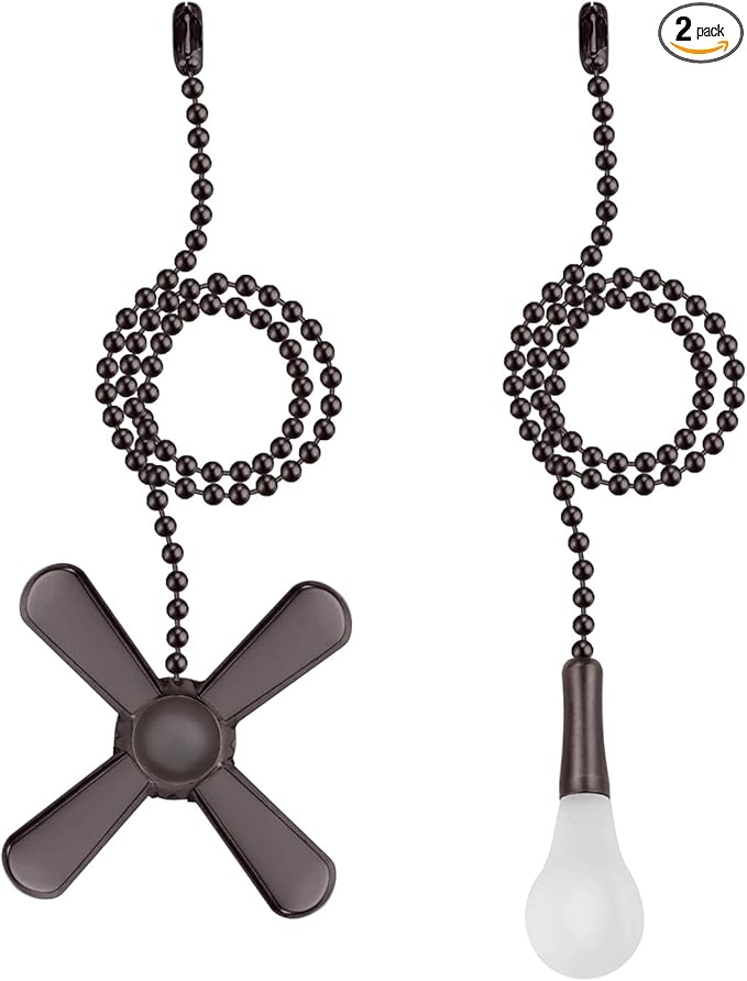 Ceiling Fan Pull Chain, 2 pieces 3mm Diameter Beaded Ball Fan Pull Chain, 12 Inches Fan Pulls Set with Connector (ORB)