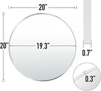 20" Round Mirror Circle Wall Mounted Hanging or Against Wall Metal Frame Dressing Make-up Mirrors for Entryway Bedroom Bathroom Living Room 20 inch Silver