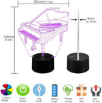 AZIMOM 3D Lamp Illusion Piano Night Light Decor 16Colors Changing Smart Touch Remote Control Optical Illusion Bedside Lamps Bedroom Home Decoration for Kids Boys & Girls Women Birthday Gifts
