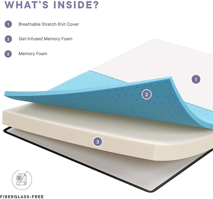 Modway Aveline Gel Infused Memory Mattress with CertiPUR-US Certified Foam, Twin, White