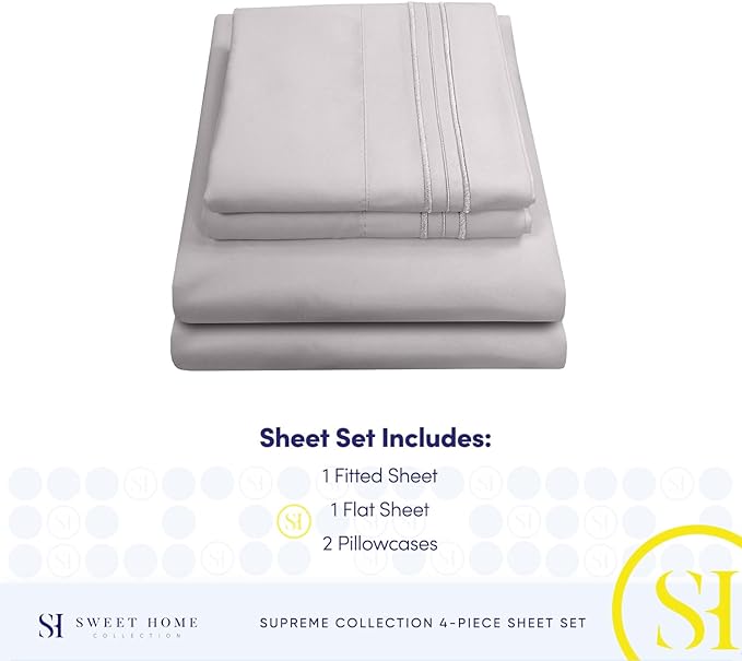 1800 Thread Count Sheet Set – Soft Egyptian Quality Brushed Microfiber Sheets – Luxury Bedding Set with Flat Sheet, Fitted Sheet, 2 Pillow Cases