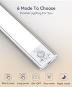 Under Cabinet Lighting, LED Motion Sensor Light Indoor, 2200mAh USB Rechargeable Closet Lights Battery Operated, Stick On Magnetic Wireless Dimmable Under Counter Lights for Kitchen(2 Pack)