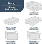 HEVUMYI Light Green King Comforter Set - 7-Piece All Season Bed in a Bag King, Ultra Soft Bedding Set with Comforter, Flat Sheet, Fitted Sheet, Pillowcases, Pillow Shams