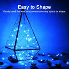 Olafus 16 Pack Blue Fairy Lights Battery Operated, IP68 Waterproof Mini String Light, 7ft Small LED Bottle Light for Wedding Vase Centerpieces Table Decorations Christmas Indoor Party Jars Gift