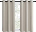 NICETOWN Kitchen Curtains for Decoration, Thermal Insulated Grommet Room Darkening Draperies/Panels for Laundry (Natural, 2 Panels, W42 x L48 inches)