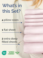 Extra Deep Split King Sheet Set - 7 Piece Breathable & Cooling Sheets - Hotel Luxury Bed Sheets Set - Easy Fit - Soft, Wrinkle Free & Comfy Sheets Set - Lavender Pink Sheet Set w/Extra Deep Pockets